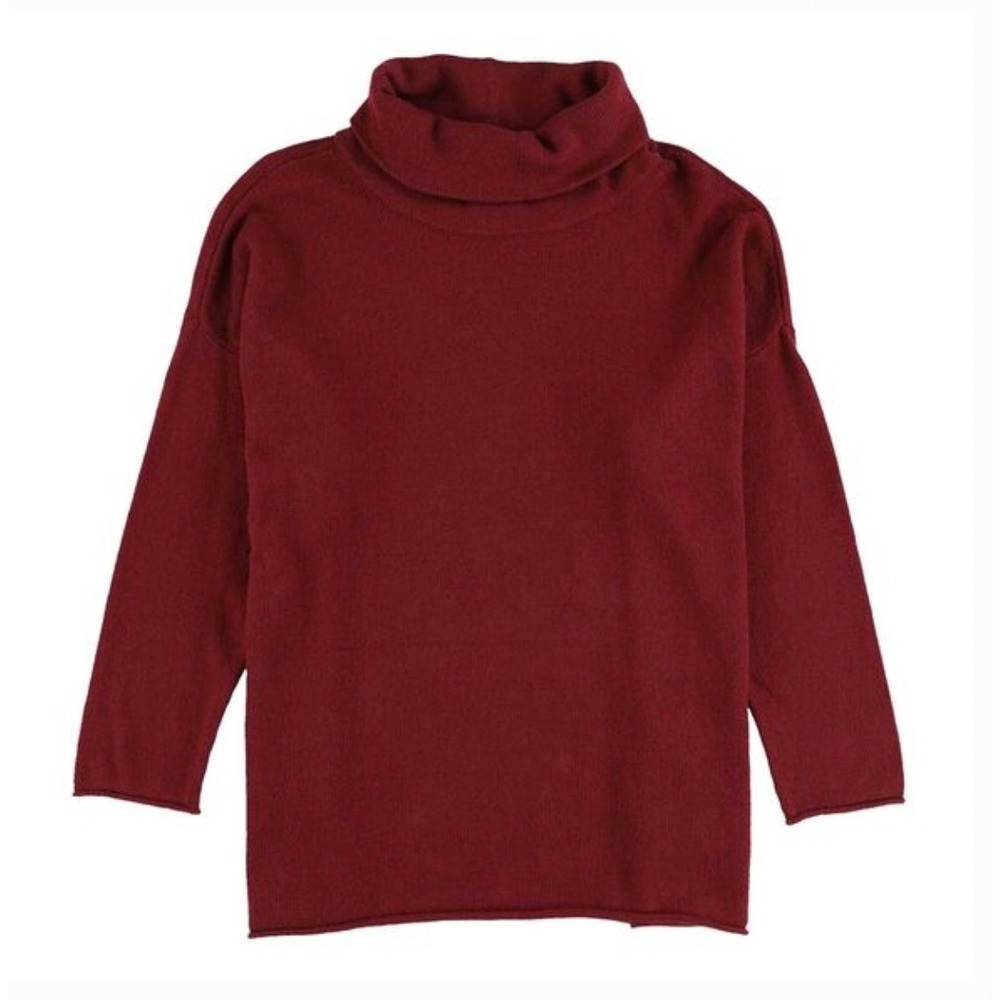 NWT Eileen Fisher Turtle Neck Tunic Women XL Red Cotton Recycled Cashmere Solid‎